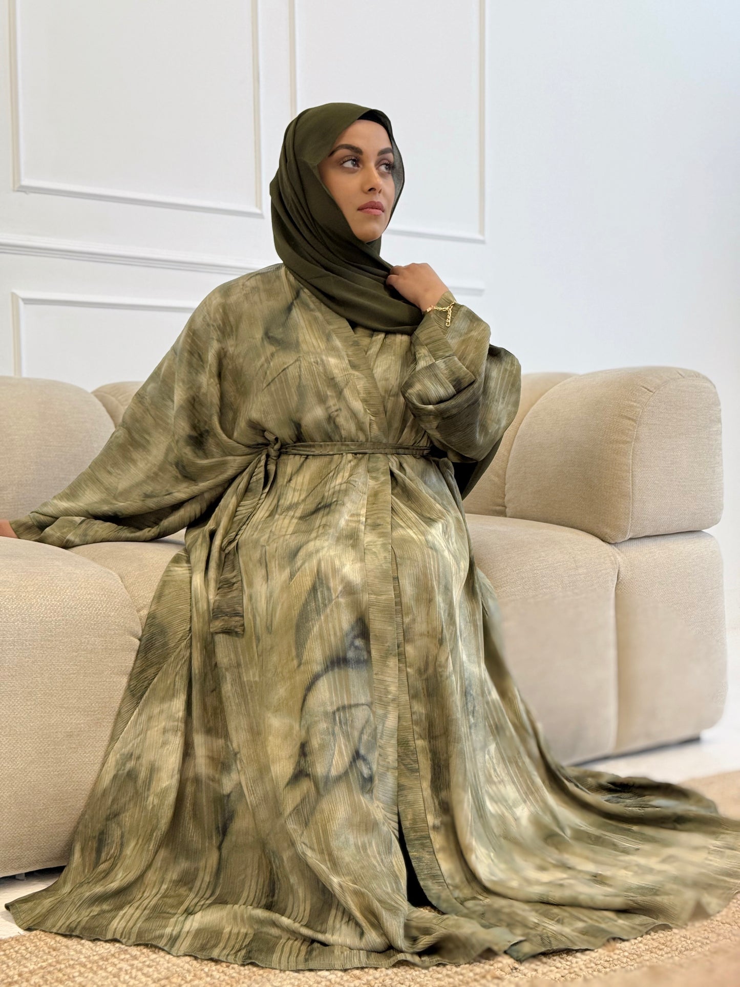 Olive Open Abaya