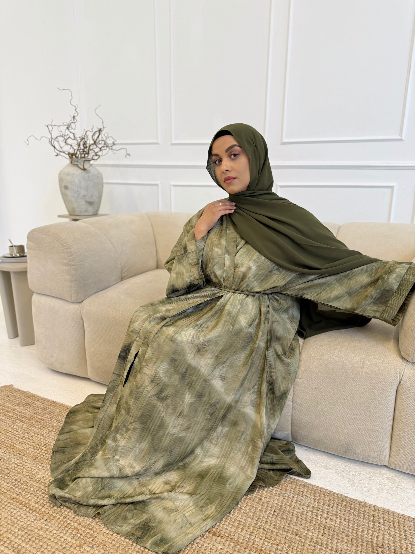 Olive Open Abaya