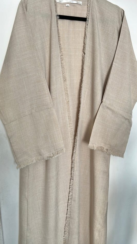 Cream Open Abaya